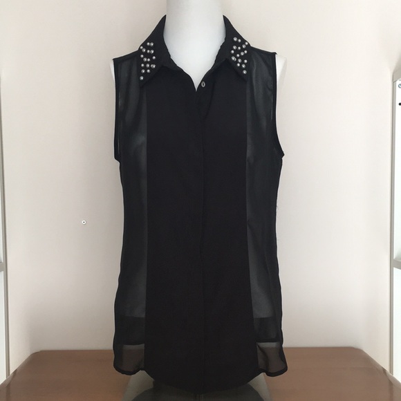 Sleeveless embellished collar shirt - Picture 2 of 8